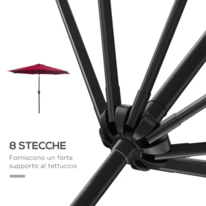 Ομπρέλα Κήπου με 8 Ακτίνες 2.95 m Χρώματος Κόκκινο Outsunny 840-070WR - Image 5