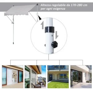 Τηλεσκοπική τέντα μπράτσου Outsunny με μεταλλική και πολυεστερική μανιβέλα 840-183V01 - Image 3