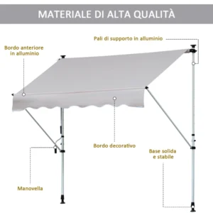 Τηλεσκοπική τέντα μπράτσου Outsunny με μεταλλική και πολυεστερική μανιβέλα 840-183V01 - Image 4