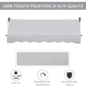 Τηλεσκοπική τέντα μπράτσου Outsunny με μεταλλική και πολυεστερική μανιβέλα 840-183V01 - Image 5