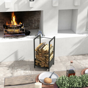 Outsunny Ξύλινο ράφι εξωτερικού και εσωτερικού χώρου από ατσάλι με υπερυψωμένη βάση, 39x35x76cm, Μαύρο 842-323V00BK - Image 6