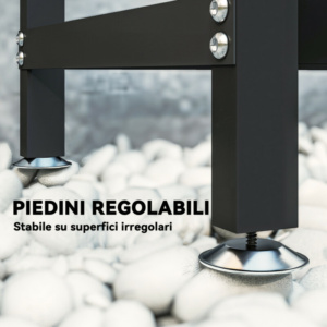 Outsunny Ρυθμιζόμενος Καυσόξυλος 0.8m³ με Αδιάβροχο Κάλυμμα και Ατσάλινες Αλυσίδες, 235x31x116 εκ, Μαύρο 842-404V01BK - Image 6