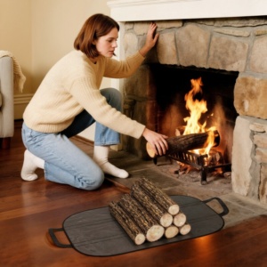 Outsunny Ρυθμιζόμενος Καυσόξυλος 0.8m³ με Αδιάβροχο Κάλυμμα και Ατσάλινες Αλυσίδες, 235x31x116 εκ, Μαύρο 842-404V01BK - Image 7