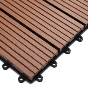 Outsunny Garden Tiles Interlocking Σετ 11 πλακάκια πλακοστρώσεων κήπου εξωτερικού χώρου, καφέ, 30x30x2,2cm 844-214BN - Image 6