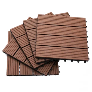 Outsunny Garden Tiles Interlocking Σετ 11 πλακάκια πλακοστρώσεων κήπου εξωτερικού χώρου, καφέ, 30x30x2,2cm 844-214BN - Image 8