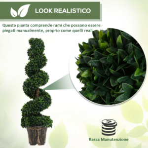 Outsunny Σετ 2 Τεχνητά Φυτά Μπόξου σε Σπείρα για Εσωτερικούς και Εξωτερικούς Χώρους με Γλάστρα, Ø32x120 εκ., Πράσινο 844-265V01 - Image 4