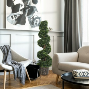 Outsunny Σετ 2 Τεχνητά Φυτά Μπόξου σε Σπείρα για Εσωτερικούς και Εξωτερικούς Χώρους με Γλάστρα, Ø32x120 εκ., Πράσινο 844-265V01 - Image 6