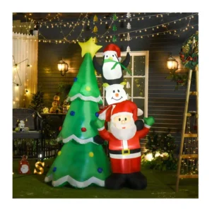 Φουσκωτό Χριστουγεννιάτικo Δέντρο 243 cm με LED Φωτισμό HOMCOM 844-301V90 - Image 3