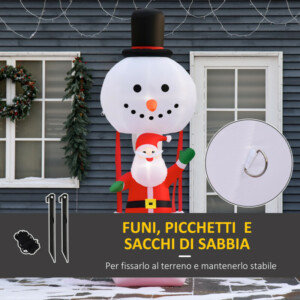 Φουσκωτός Άγιος Βασίλης σε Αερόστατο με Φωτάκια LED HOMCOM 844-402V90 - Image 5