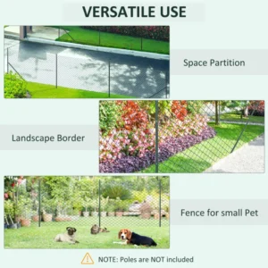 Δίχτυ περίφραξης από χάλυβα και PVC Outsunny για εξωτερικούς χώρους, ρολό 25 m και ύψος 1,7 m, πράσινο 844-460 - Image 4