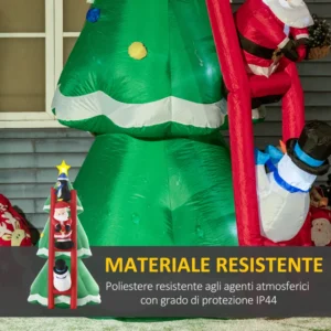 Φουσκωτό Χριστουγεννιάτικο Δέντρο Outsunny με Άγιο Βασίλη και φωτάκια LED, Περιλαμβάνεται φουσκωτό, 162x125x247cm 844-538V90MX - Image 4