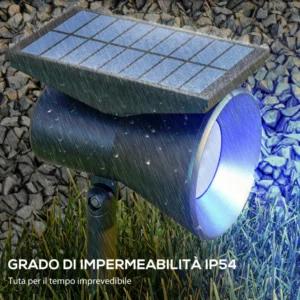 Outsunny Σετ 2 RGB ηλιακά φωτιστικά κήπου με 2 λειτουργίες φωτισμού, σε PP και PC, 10,6x15x38 cm, Μαύρο 844-835V00BK - Image 5