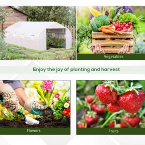 Outsunny Θερμοκήπιο για Λαχανόκηπους 6x3x2m με 8 Παράθυρα και Ρολόπορτα, σε Ατσάλι και PP, Πράσινο 845-011WT - Image 4