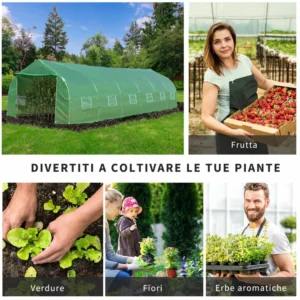 Outsunny Garden Θερμοκήπια Γεωργικά Θερμοκήπια Τιμές Τούνελ με Κάλυμμα και Κυλιόμενη Δομή και Παράθυρα - Πράσινο 845-019V01 - Image 5