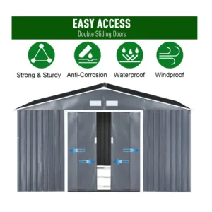 Μεταλλική Αποθήκη Κήπου από Γαλβανισμένο Ατσάλι 340 x 382 x 200 cm Outsunny 845-031V01 - Image 2