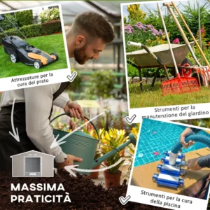 Υπόστεγο κήπου Outsunny με συρόμενες πόρτες και κεκλιμένη οροφή, από χάλυβα και PP, 340x386x200 cm, γκρι 845-031V01LG - Image 4