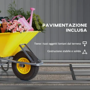 Υπόστεγο κήπου Outsunny με συρόμενες πόρτες και κεκλιμένη οροφή, από χάλυβα και PP, 340x386x200 cm, γκρι 845-031V01LG - Image 5