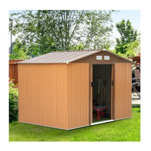 Μεταλλική Αποθήκη Κήπου από Γαλβανισμένο Ατσάλι 277 x 191 x 192 cm Χρώματος Καφέ Outsunny 845-031YL - Image 7