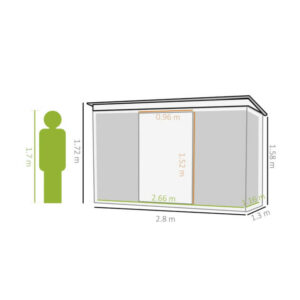 Μεταλλική Αποθήκη Κήπου από Γαλβανισμένο Ατσάλι 280 x 130 x 172 cm Outsunny 845-032CG - Image 3