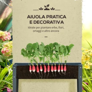 Outsunny Raised Outdoor Metal Plant with 3 Drinage Trops, 100x30x80 cm, Grey 845-085GY - Image 5