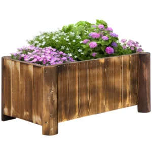 Outsunny Rectangular Planter Box για φυτά σε ξύλο ελάτης, 70x35x30cm 845-104 - Image 8