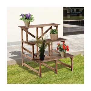 Ξύλινη Ζαρντινιέρα 3 Επιπέδων 80 x 80 x 80 cm Outsunny 845-114 - Image 3