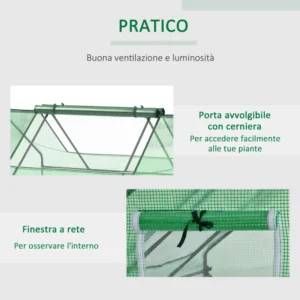 Θερμοκήπιο Outsunny Steel Garden με επίστρωση PE, πόρτες και παράθυρα σε ρολό, 180x140x80cm, πράσινο 845-153V00DG - Image 4