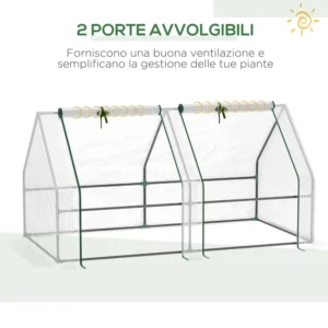 Θερμοκήπιο Outsunny Garden με Ενισχυμένο κάλυμμα πολυαιθυλενίου και πλαίσιο από χάλυβα, 180x90x90cm, Λευκό 845-204V03WT - Image 5