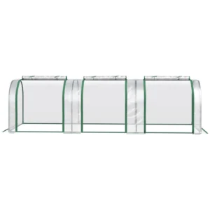 Θερμοκήπιο Outsunny Tunnel από διαφανές PVC και ατσάλι με αρθρωτές πόρτες, 295x100x80 cm 845-234V04CR - Image 6