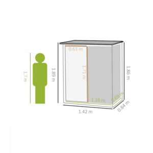 Μεταλλική Αποθήκη Κήπου 142 x 84 x 189 cm Outsunny 845-328V01GY - Image 3