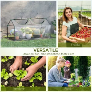 Outsunny Mini Garden Θερμοκήπιο με 2 κυλιόμενα παράθυρα και κάλυμμα PVC Anti-UV, 119x60x60cm, Διαφανές 845-368V04 - Image 4