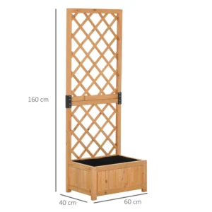 Outsunny φυτευτής εξωτερικού χώρου με σχάρα Ξύλινη γλάστρα αναρριχώμενου φυτού 60x40x160cm 845-369V02 - Image 2