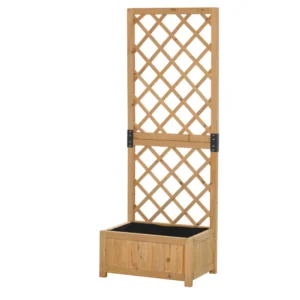 Outsunny φυτευτής εξωτερικού χώρου με σχάρα Ξύλινη γλάστρα αναρριχώμενου φυτού 60x40x160cm 845-369V02