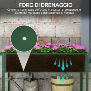 Outsunny φυτευτή εξωτερικού χώρου με βάση εργαλείων κάτω ραφιού, μεταλλικό, 109x44x80 cm, πράσινο 845-384V01GN - Image 5