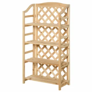 Outsunny πτυσσόμενο ράφι φυτών με 4 ρυθμιζόμενα ξύλινα ράφια 845-440ND