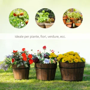 Outsunny Σετ 3 Ξύλινες γλάστρες με φυτά διάφορα μεγέθη, για κήπο και εσωτερικό 845-450 - Image 4