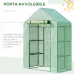 Θερμοκήπιο Outsunny Garden από ατσάλι και πλαστικό πολυαιθυλενίου με 4 ράφια, σχοινιά και πασσάλους, 141x72x191 cm, πράσινο 845-511 - Image 4