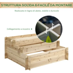 Outsunny 3 επιπέδων Spruce Wood Planter, Υπαίθριο υπερυψωμένο κουτί κήπου, 120x100x54cm 845-535 - Image 4