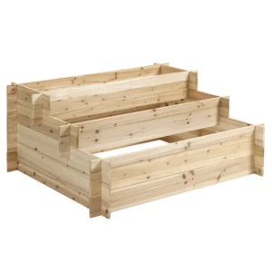 Outsunny 3 επιπέδων Spruce Wood Planter, Υπαίθριο υπερυψωμένο κουτί κήπου, 120x100x54cm 845-535 - Image 8
