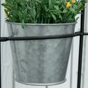 Outsunny Πτυσσόμενη κάθετη θήκη φυτών με 5 μεταλλικές γλάστρες εξωτερικού χώρου, 82x12,5x150cm, Μαύρο 845-571 - Image 5