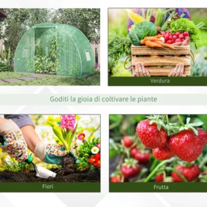 Θερμοκήπιο Outsunny Tunnel με Roll-up Door and Windows, PE Cover and Steel Construction, 150x300x200cm, Green 845-591 - Image 5