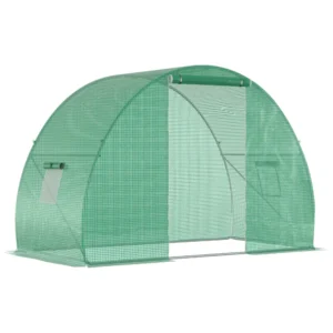 Θερμοκήπιο Outsunny Tunnel με Roll-up Door and Windows, PE Cover and Steel Construction, 150x300x200cm, Green 845-591 - Image 8