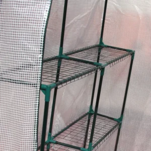 Outsunny Υπαίθριο Θερμοκήπιο με 2 Ράφια, Κυλιόμενη Πόρτα, 143x143x195cm, Λευκό 845-621V01 - Image 7