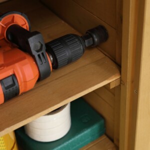 Outsunny  Ξύλινη ντουλάπα κήπου για εργαλεία με 2 πόρτες και 4 ράφια, μεταλλική επιφάνεια, 75x40x90 εκ.  845-706ND - Image 8