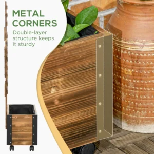 Outsunny Planter με καφασωτό για αναρριχητικά φυτά και ρόδες, σε ξύλο ελάτης, 65x31x147 cm, καφέ 845-797V00DW - Image 4