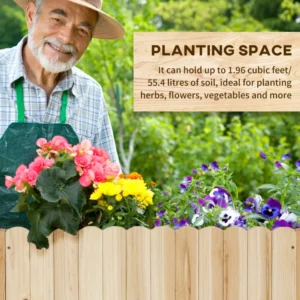 Outsunny Κάθετη Ξύλινη Ζαρντινιέρα εξωτερικού χώρου με τρύπα αποστράγγισης και επένδυση, 86x30x50 cm 845-907V00ND - Image 3