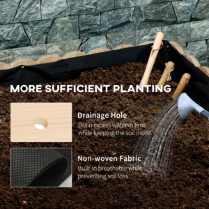 Outsunny Κάθετη Ξύλινη Ζαρντινιέρα εξωτερικού χώρου με τρύπα αποστράγγισης και επένδυση, 86x30x50 cm 845-907V00ND - Image 4