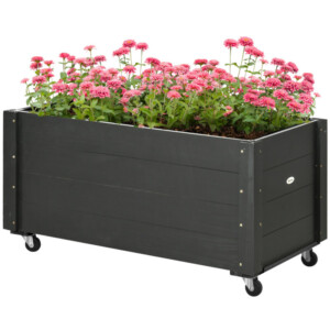Outsunny Garden Planter με τρύπα αποστράγγισης και ρόδες