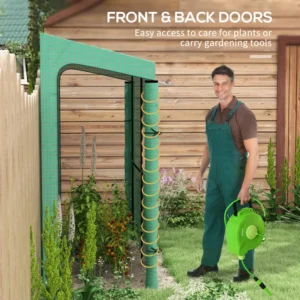 Outsunny Επιτοίχιο Θερμοκήπιο Κήπου με 2 Ρολόπορτες και κάλυμμα PE Anti-UV, 200x80x200cm, Πράσινο 845-935V00GN - Image 3