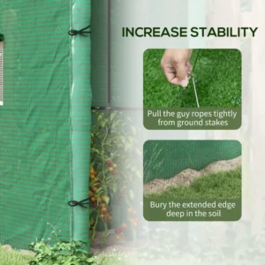 Outsunny Επιτοίχιο Θερμοκήπιο Κήπου με 2 Ρολόπορτες και κάλυμμα PE Anti-UV, 200x80x200cm, Πράσινο 845-935V00GN - Image 5